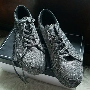 New Pewter glitter textile shoes